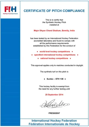 Certificado de cancha FIH de Bareilly